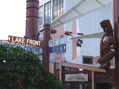 Center of town in Rotorua, New Zealand.